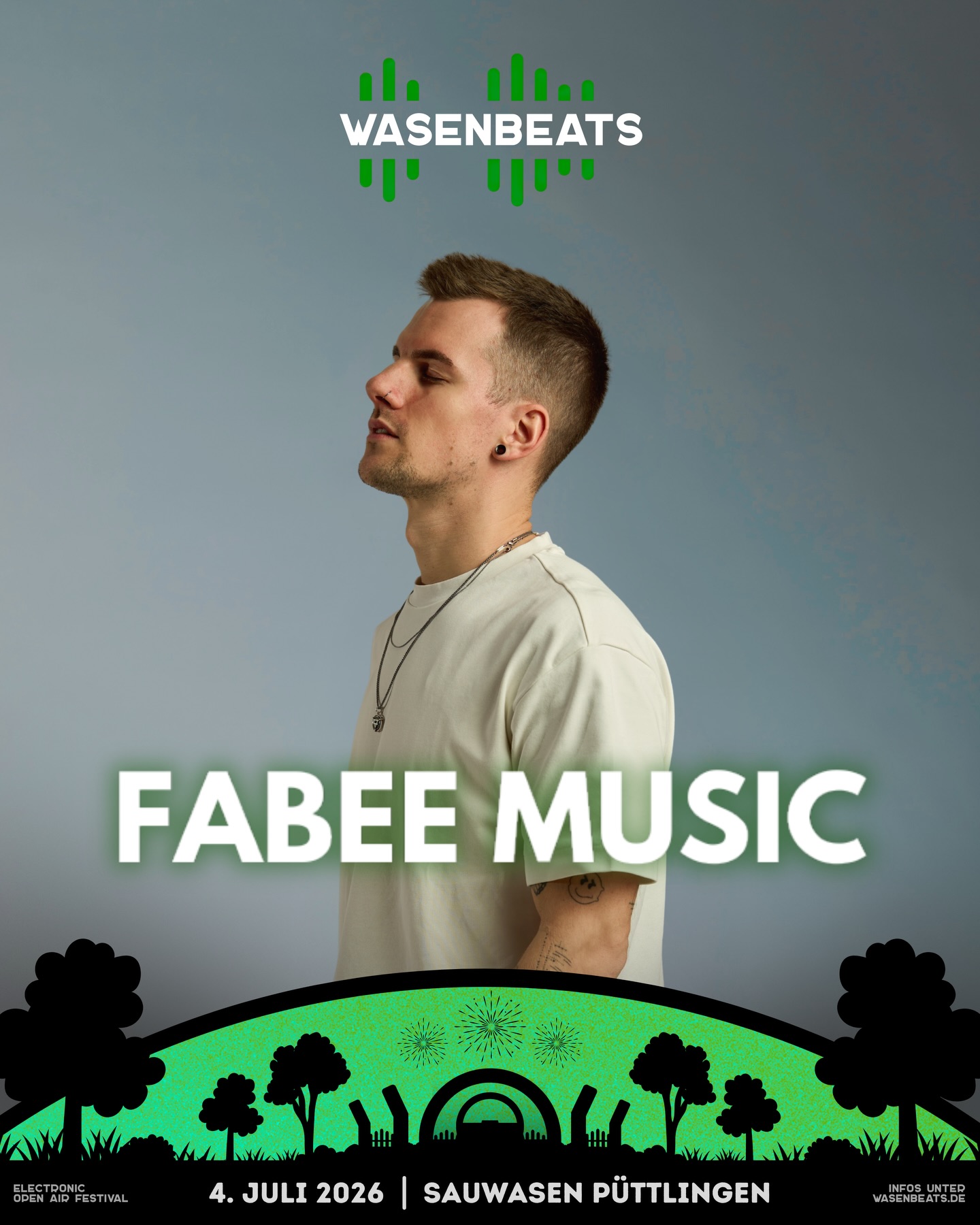 𝗟𝗜𝗡𝗘-𝗨𝗣 🚀

Wir beenden das Jahr mit einem Knall und präsentieren stolz unseren ersten 𝗛𝗲𝗮𝗱𝗹𝗶𝗻𝗲𝗿 für 2026 🥳

💥 𝗙𝗔𝗕𝗘𝗘 𝗠𝗨𝗦𝗜𝗖 💥

Er bringt seinen unverwechselbaren Mix aus emotionalen Melodien, euphorischen Grooves und explosiven Drops direkt in den Magical Forest.

@fabee.music 🔥

🗓️ 4. Juli 2026
📍 Sauwasen, Püttlingen 
🎫 wasenbeats.de

#wasenbeats #festival #event #lineup