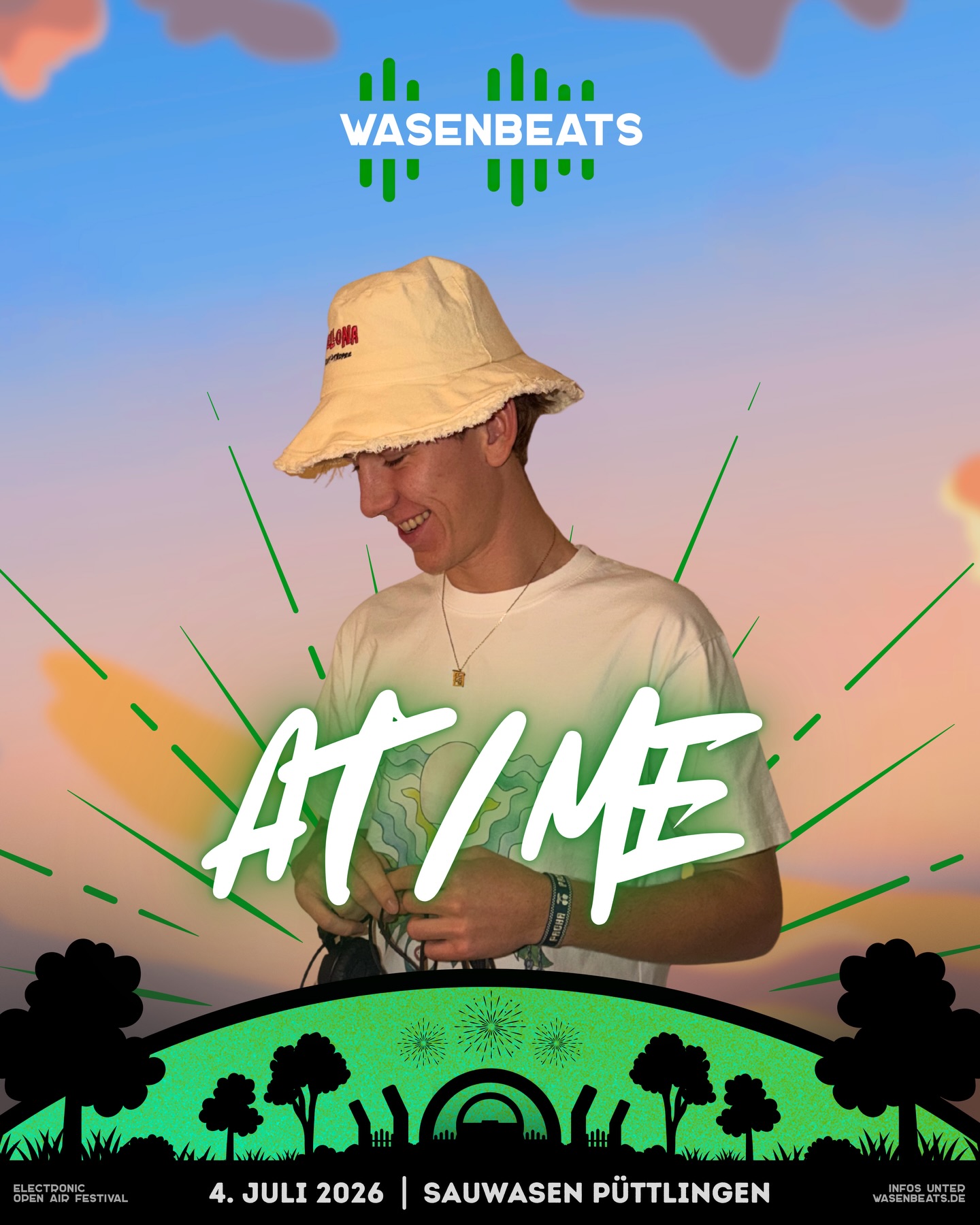 𝗟𝗜𝗡𝗘-𝗨𝗣 🚀

Seid ihr bereit für eine Portion Tech House? 😉

💥 𝗔𝗧/𝗠𝗘 💥

AT/ME steht für einen Minimal / Tech House Sound, inspiriert vom charakteristischen Solid Grooves Style. Nach prägenden Clubauftritten in Saarbrücken und auf Sardinien lebt er mittlerweile in Mailand und geht dort seine nächsten Schritte, bereit die Clubszene mit seinem unverwechselbaren Sound weiter zu prägen.

@atme.music 🔥

🗓️ 4. Juli 2026
📍 Sauwasen, Püttlingen 
🎫 wasenbeats.de

#wasenbeats #festival #event #lineup