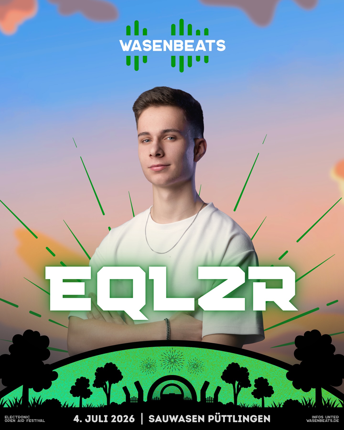 𝗟𝗜𝗡𝗘-𝗨𝗣 🚀

Dieser Artist kombiniert House mit DnB und hebt den Magical Forest auf das nächste Level ⬆

💥 𝗘𝗤𝗟𝗭𝗥 💥

Der House Producer und DJ verbindet groovigen House mit ausgewähltem Drum and Bass und schafft damit eine einzigartige Atmosphäre im Magical Forest 🔥

@eqlzr.music 🔥

🗓️ 4. Juli 2026
📍 Sauwasen, Püttlingen 
🎫 wasenbeats.de

#wasenbeats #festival #event #lineup