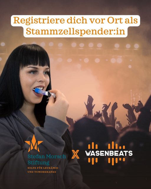 𝗚𝗲𝗺𝗲𝗶𝗻𝘀𝗮𝗺 𝗟𝗲𝗯𝗲𝗻 𝗿𝗲𝘁𝘁𝗲𝗻 💛

Dieses Jahr ist die Stefan-Morsch-Stiftung bei WASENBEATS mit dabei ✨

An ihrem Stand könnt ihr euch direkt vor Ort als potenzielle Stammzellspender typisieren lassen. Der Vorgang dauert nur wenige Minuten und erfolgt unkompliziert per Speichelprobe. Damit könnt ihr Menschen mit Leukämie und anderen Blutkrebserkrankungen eine echte Chance auf Leben schenken.

Musik verbindet - Helfen auch. Schaut vorbei, informiert euch und werdet vielleicht zum Lebensretter. 🙌

#wasenbeats #festival #event #stefanmorsch