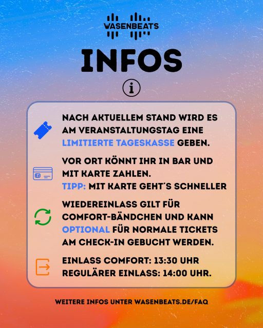 Ein paar letzte Infos für euch 🚀

🚀 EDM | Hardstyle | House | Techno
🔥 3 Stages | 36 Artists
🗓️ 4. Juli 2026
📍 Sauwasen, Püttlingen 
🎫 wasenbeats.de

#wasenbeats #festival #event #soon