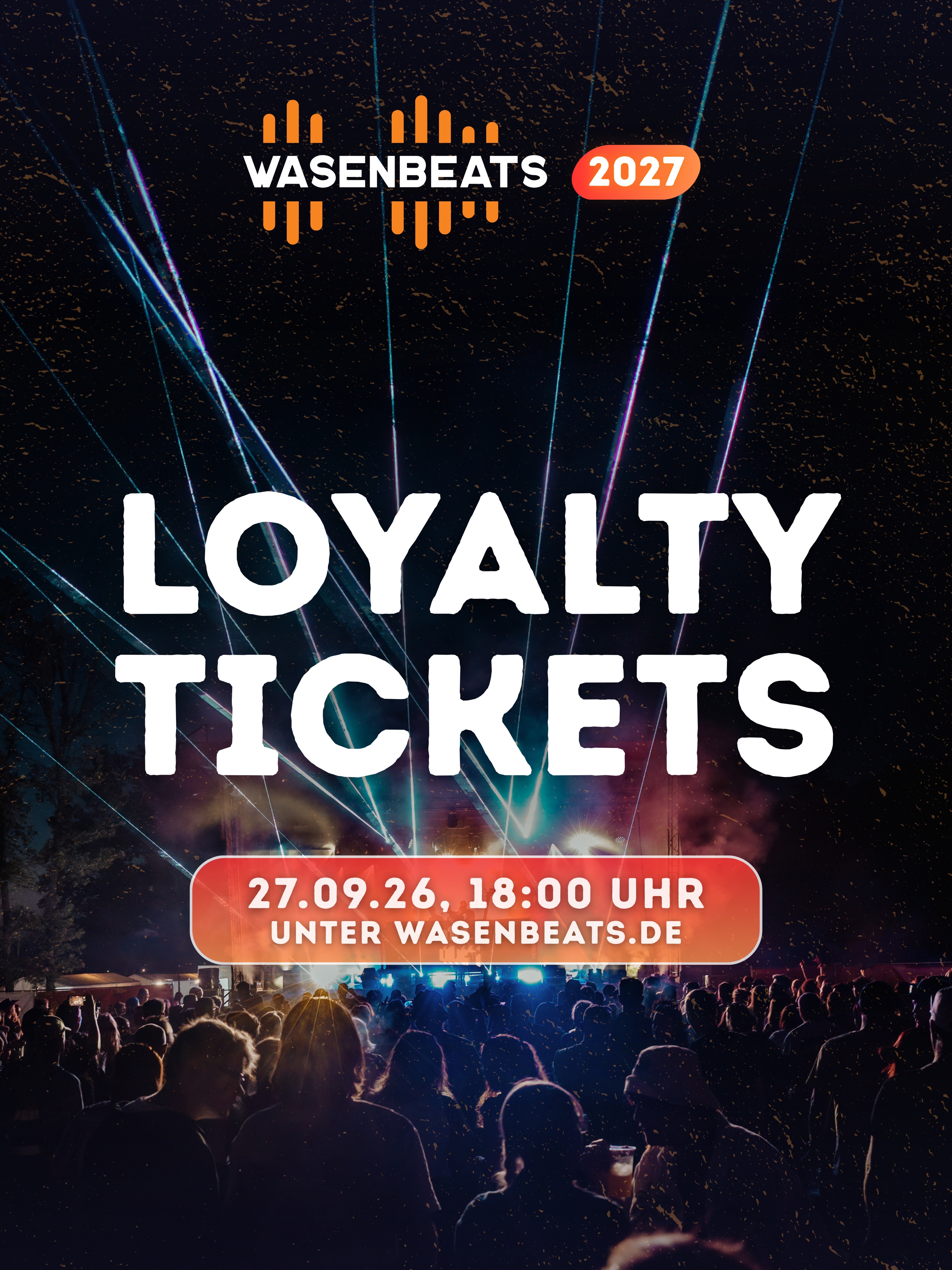 𝗟𝗼𝘆𝗮𝗹𝘁𝘆-𝗣𝗿𝗲𝘀𝗮𝗹𝗲 🔥

𝗔𝗺 𝟮𝟳.𝟬𝟵. 𝘂𝗺 𝟭𝟴:𝟬𝟬 𝗨𝗵𝗿 starten die 𝗟𝗼𝘆𝗮𝗹𝘁𝘆 𝗧𝗶𝗰𝗸𝗲𝘁𝘀 für das WASENBEATS 2027! 🚀

Sichert euch den 𝗯𝗲𝘀𝘁𝗲𝗻 𝗣𝗿𝗲𝗶𝘀 und spart so viel wie zu keinem anderen Zeitpunkt.

🎫 Erhältlich unter wasenbeats.de
𝗔𝗯𝗲𝗿 𝗔𝗰𝗵𝘁𝘂𝗻𝗴: Streng limitiert - wenn weg, dann weg!

👉 Also: Ticket Alarm aktivieren, Wecker stellen & Crew markieren! ⏰

——————

🚀 𝗡𝗘𝗨 𝟮𝟬𝟮𝟳:
Ihr könnt das Festival jetzt schon 𝗮𝗯 𝟭𝟲 𝗝𝗮𝗵𝗿𝗲𝗻 𝗺𝗶𝘁 „𝗠𝘂𝘁𝘁𝗶𝘇𝗲𝘁𝘁𝗲𝗹“ besuchen! 📄🥳

𝗗𝗮𝘀 𝗦𝗼𝗹𝗶 𝗧𝗶𝗰𝗸𝗲𝘁 𝘇𝘂𝗺 𝗵𝗮𝗹𝗯𝗲𝗻 𝗣𝗿𝗲𝗶𝘀 💛
Für alle, die es sich sonst nicht leisten könnten. Ohne Nachweis. Wir vertrauen hier voll und ganz auf die WASENBEATS Family 🙏 

𝗦𝗼 𝗴𝗲𝗵𝘁𝘀: Mit jedem Festival-Ticket könnt ihr freiwillig einen Betrag in den Soli-Topf geben. Der Erlös fließt zu 𝟭𝟬𝟬% in die Soli-Tickets - zusätzlich zu unserem eigenen Kontigent. 

Durch eure Hilfe können so noch mehr Menschen das Festival besuchen 🫶🏻

📆 10.07.2027
🔥 Sauwasen, Püttlingen 

#wasenbeats #presale #festival #loyalty #soli