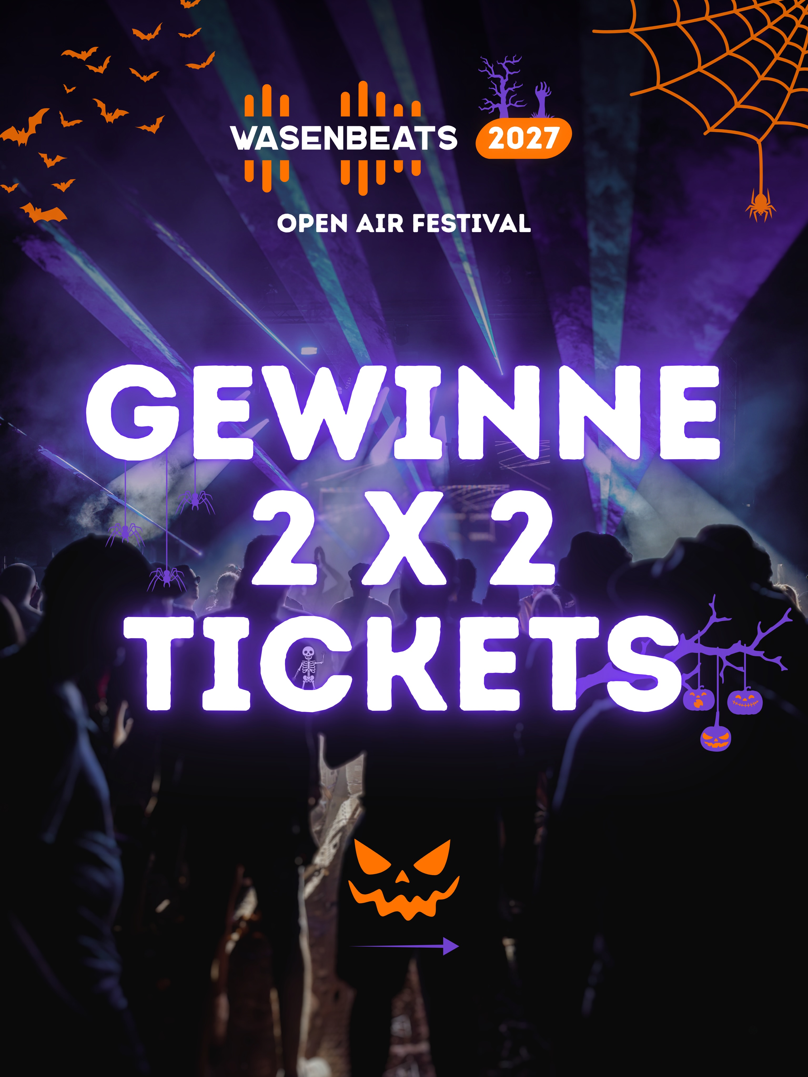 👻 𝗦𝗽𝗼𝗼𝗸𝘆 𝗚𝗲𝘄𝗶𝗻𝗻𝘀𝗽𝗶𝗲𝗹 🎃

Süßes oder Tickets! 🍭
Wir verlosen 2 x 2 Festivaltickets für dich und deine verflucht beste +1 🎫🧟‍♂️

🕸️ 𝗦𝗼 𝗻𝗶𝗺𝗺𝘀𝘁 𝗱𝘂 𝘁𝗲𝗶𝗹: 
1️⃣ Folge uns (@wasenbeats) 👻
2️⃣ Kommentiere, mit wem du auf dem Festival bis zum Morgengrauen durchdrehst 🧛‍♂️💥 
3️⃣Teile diesen Beitrag in deiner Story und markiere uns (@wasenbeats) 🎃

Das Gewinnspiel endet am 31.10.2026 um 18:00 Uhr.

‼️ Der / die Gewinner:in wird ausschließlich auf unserem Instagram-Kanal bekannt gegeben. Bitte passt vor bösen Geistern & Fake-Accounts auf! 👻 Erfahrungsgemäß entstehen während Gewinnspielen viele Bot-Accounts.

Wir wünschen euch schrecklich viel Glück 🍀💀

📆 10.07.2027
🔥 Sauwasen, Püttlingen
🎫 Tickets unter wasenbeats.de

#wasenbeats #halloween #gewinnspiel #festival #event spooky

🔗 Mit der Teilnahme am Gewinnspiel erklärst du dich mit den Teilnahmebedingungen einverstanden. Diese, die Datenschutzerklärung und unser Impressum findest du hier: https://www.wasenbeats.de/gewinnspiel